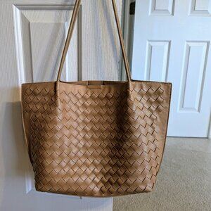 Woven tote vegan leather